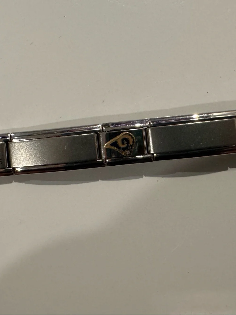 St. Louis Rams Silver Stainless Steel Link Bracelet